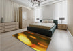 Patterned Red Rug in a Bedroom, pat157yw