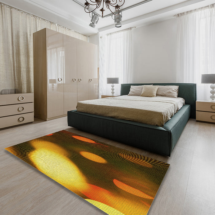 Round Machine Washable Transitional Night Red Rug in a Office, wshpat157yw