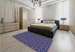 Patterned Medium Slate Blue Rug in a Bedroom, pat1570blu