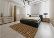 Patterned Red Rug in a Bedroom, pat1570brn