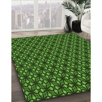Patterned Dark Forest Green Rug, pat1570grn