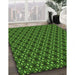 Patterned Dark Forest Green Rug in Family Room, pat1570grn