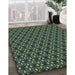Patterned Charcoal Black Rug in Family Room, pat1570lblu