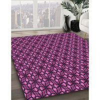 Patterned Neon Pink Rug, pat1570pur