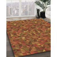 Patterned Tomato Red Rug, pat1571brn