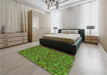 Patterned Seaweed Green Rug in a Bedroom, pat1571grn