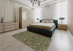 Patterned Sepia Brown Rug in a Bedroom, pat1571lblu