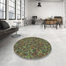 Round Patterned Sepia Brown Rug in a Office, pat1571lblu