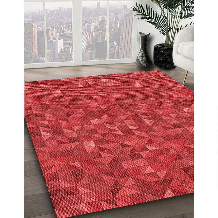 Patterned Red Rug in Family Room, pat1571rd