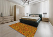 Patterned Orange Rug in a Bedroom, pat1571yw