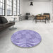 Round Patterned Blue Rug in a Office, pat1572blu