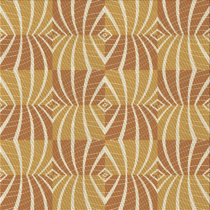 Round Patterned Yellow Orange Rug, pat1572brn