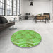 Round Patterned Green Rug in a Office, pat1572grn