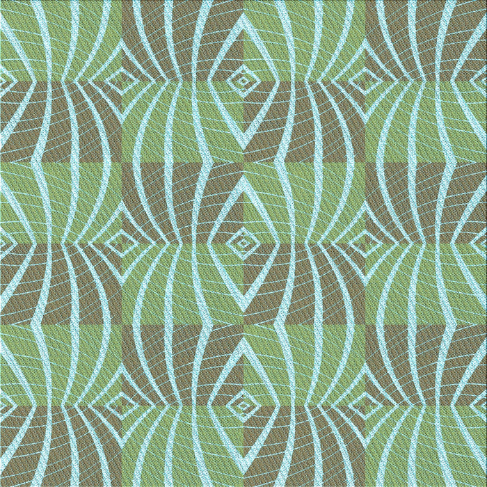 Round Patterned Blue Green Rug, pat1572lblu