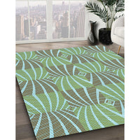 Patterned Blue Green Rug, pat1572lblu