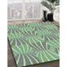 Patterned Blue Green Rug in Family Room, pat1572lblu