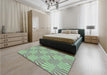 Patterned Blue Green Rug in a Bedroom, pat1572lblu