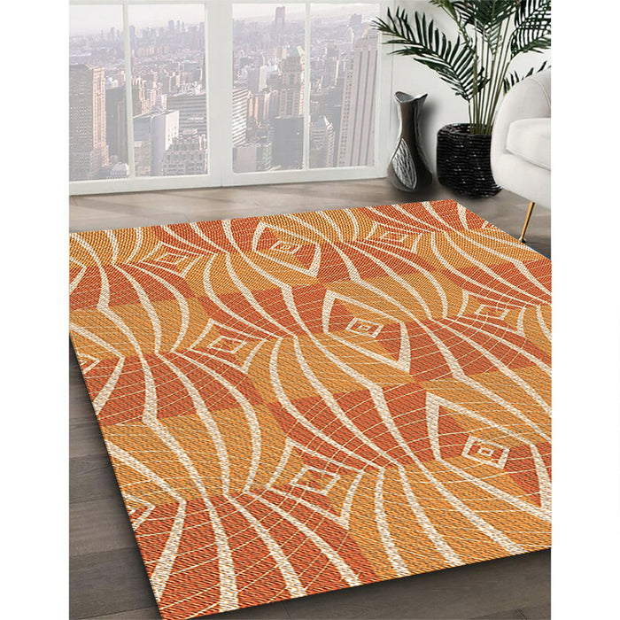 Machine Washable Transitional Yellow Orange Rug in a Family Room, wshpat1572org