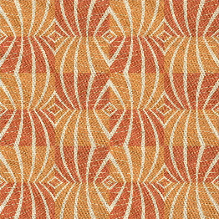 Round Patterned Yellow Orange Rug, pat1572org