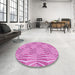 Round Patterned Violet Purple Rug in a Office, pat1572pur