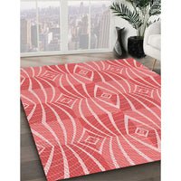 Patterned Light Salmon Pink Rug, pat1572rd