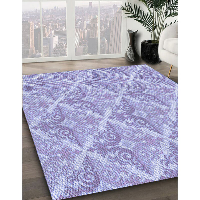 Patterned Purple Rug in Family Room, pat1573blu