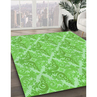 Patterned Emerald Green Rug, pat1573grn