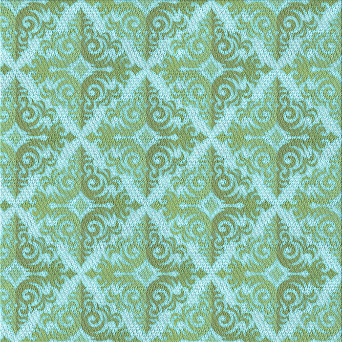 Round Patterned Aquamarine Green Rug, pat1573lblu