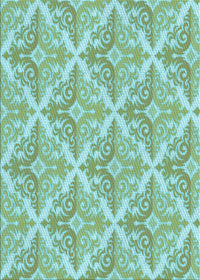 Machine Washable Transitional Aquamarine Green Rug, wshpat1573lblu