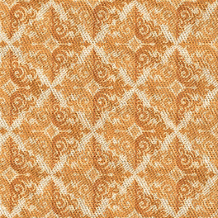 Round Patterned Yellow Orange Rug, pat1573org