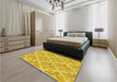 Patterned Yellow Rug in a Bedroom, pat1573yw