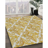 Patterned Khaki Gold Novelty Rug, pat1573