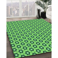 Patterned Emerald Green Rug, pat1574grn