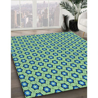 Patterned Green Rug, pat1574lblu