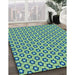 Patterned Green Rug in Family Room, pat1574lblu