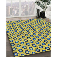 Patterned Bold Yellow Novelty Rug, pat1574