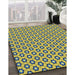 Patterned Bold Yellow Novelty Rug in Family Room, pat1574