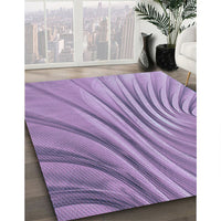 Patterned Bright Lilac Purple Rug, pat1575blu