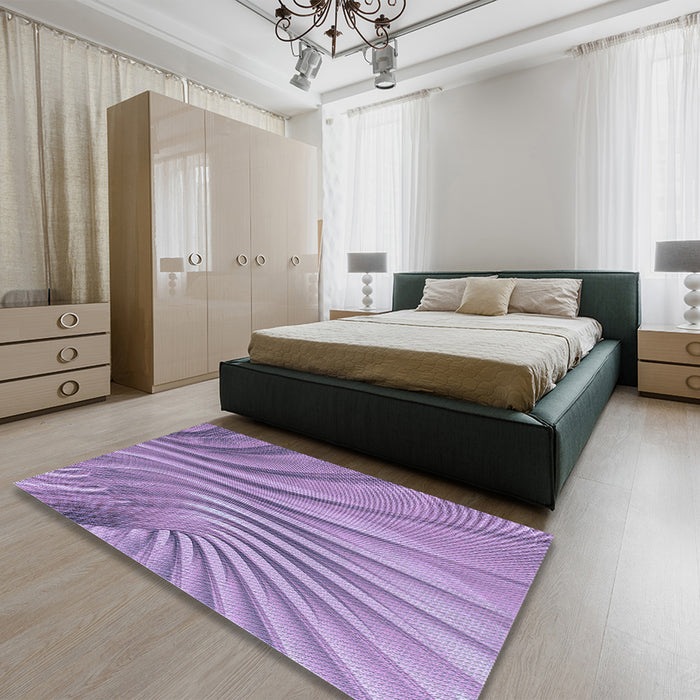 Patterned Bright Lilac Purple Rug in a Bedroom, pat1575blu