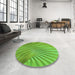 Round Patterned Emerald Green Rug in a Office, pat1575grn