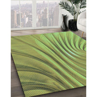 Patterned Yellow Green Rug, pat1575lblu