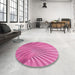 Round Patterned Deep Pink Rug in a Office, pat1575pur