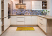 Patterned Deep Yellow Rug in a Kitchen, pat1575yw