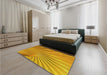 Patterned Deep Yellow Rug in a Bedroom, pat1575yw