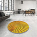 Round Patterned Deep Yellow Novelty Rug in a Office, pat1575