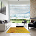 Square Machine Washable Transitional Deep Yellow Rug in a Living Room, wshpat1575