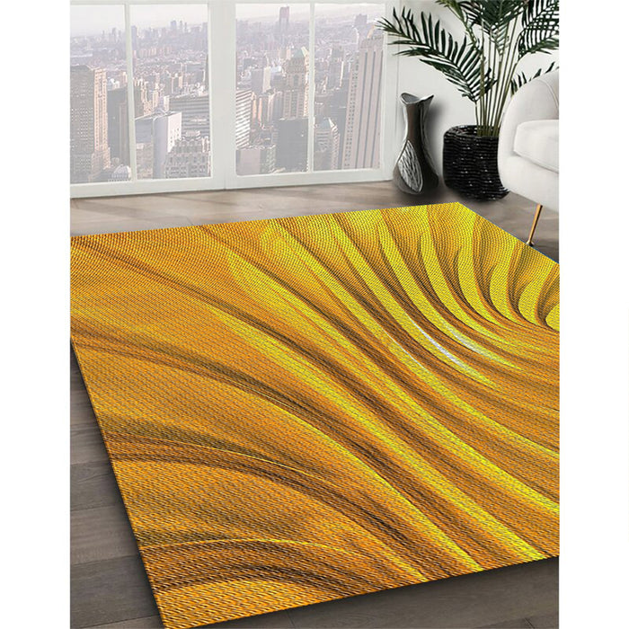 Machine Washable Transitional Deep Yellow Rug in a Family Room, wshpat1575
