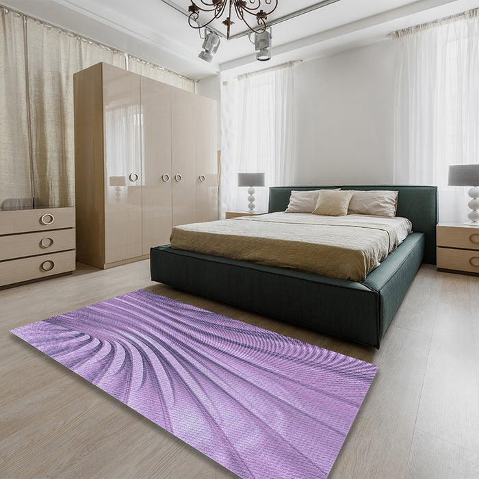 Patterned Bright Lilac Purple Rug in a Bedroom, pat1576blu