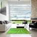 Machine Washable Transitional Emerald Green Rug in a Kitchen, wshpat1576grn