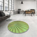 Round Patterned Yellow Green Rug in a Office, pat1576lblu